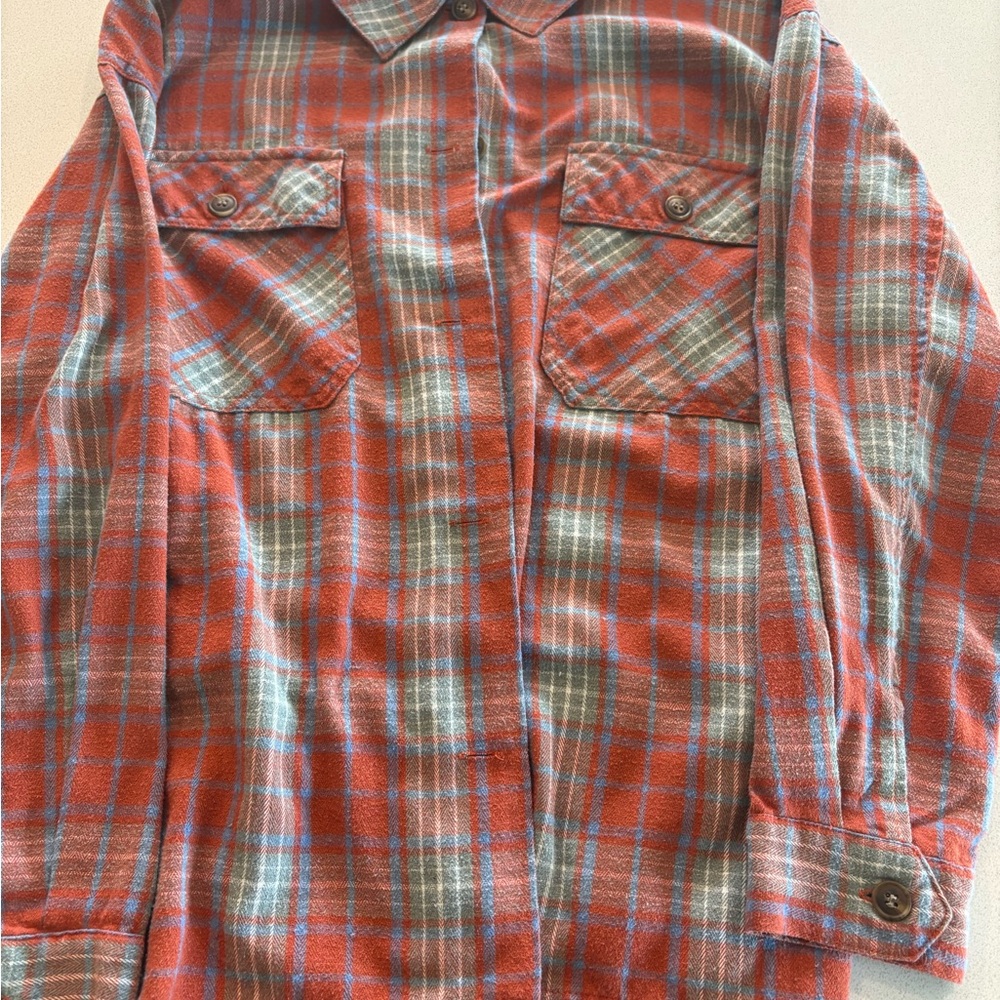 Plaid Red and Gray Cardigan